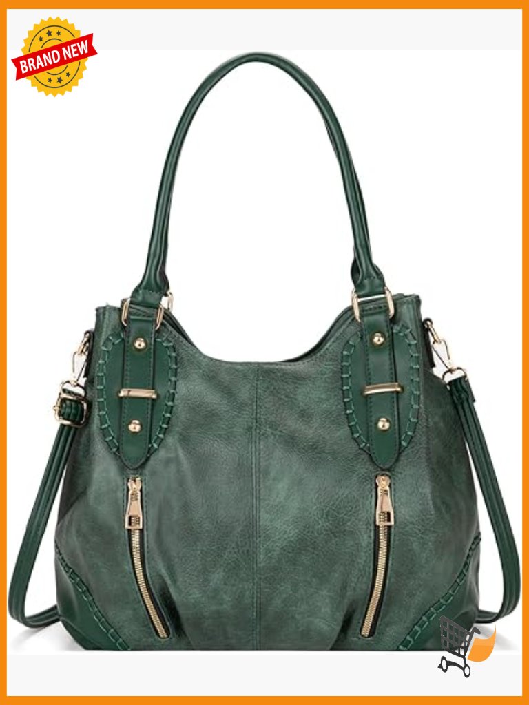 Vintage Large Leather Tote Handbag, Soft Hobo Shoulder Bag Satchel With
